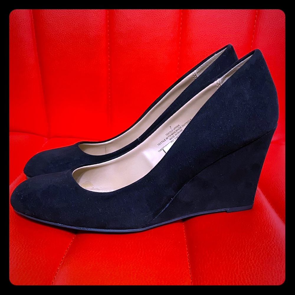Suede wedge heels
